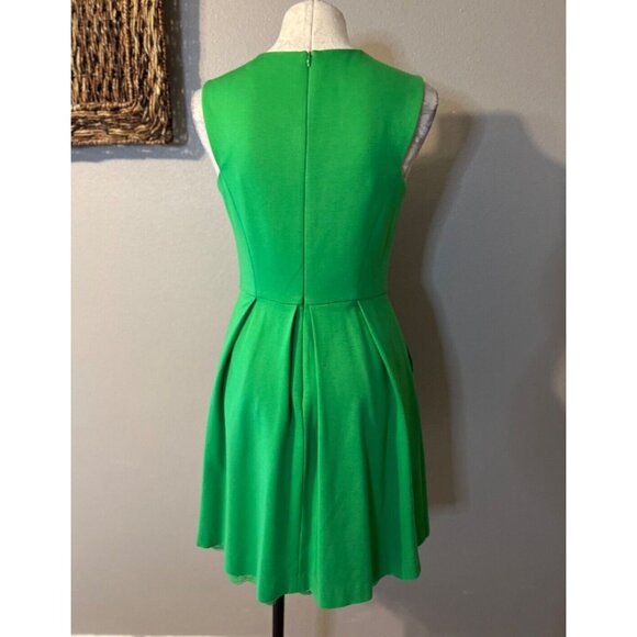 Trina Turk A Line Pocket Dress Small 4 Green Stretch Sleeveless Career Church - Picture 4 of 9